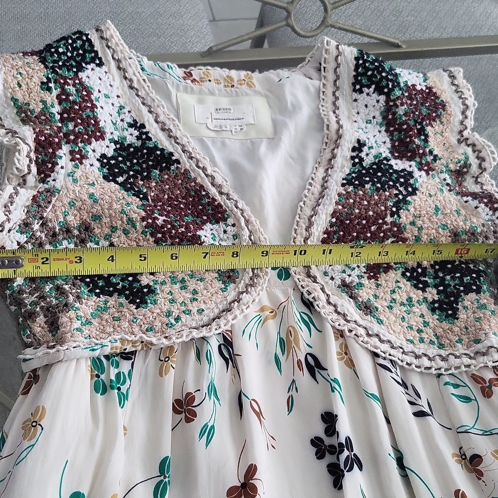 Anthropologie Floral Beige Maxi Dress/used - Picture 11 of 11